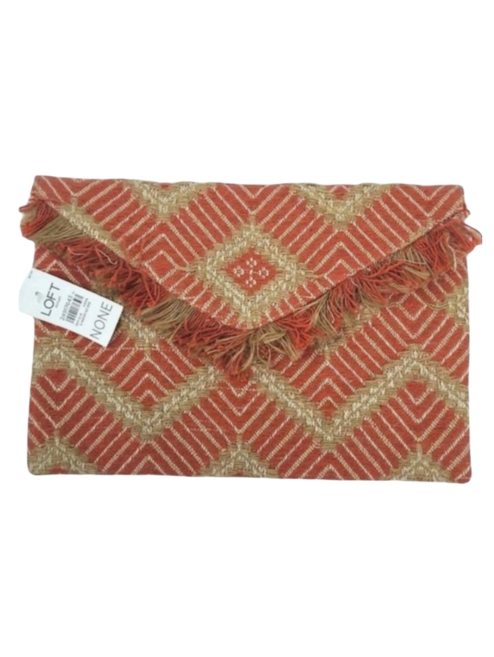 LOFT Evening Handbag Bohemian Fringe Woven Envelope Clutch Beach Mini Bag Boho